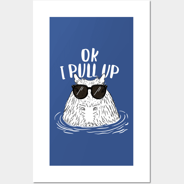 Ok I Pull Up Chill Capybara with glasses in a hot spring Wall Art by SusanaDesigns